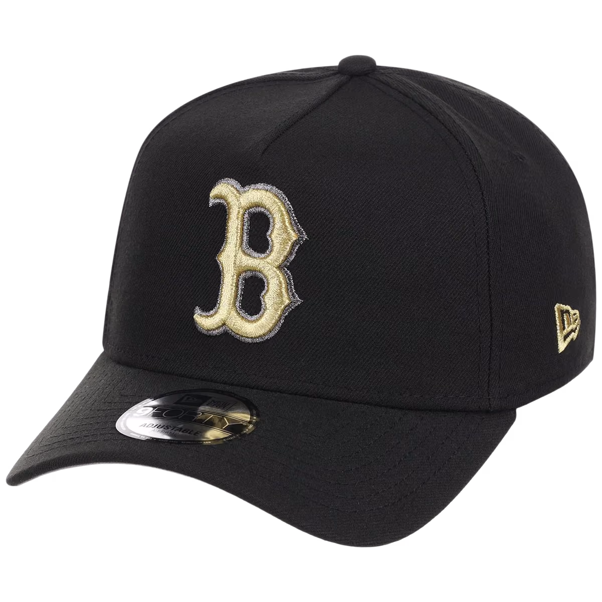 Boston Red Sox MLB Black x Gold FASHION CORE New Era 9FORTY A-Frame detail view