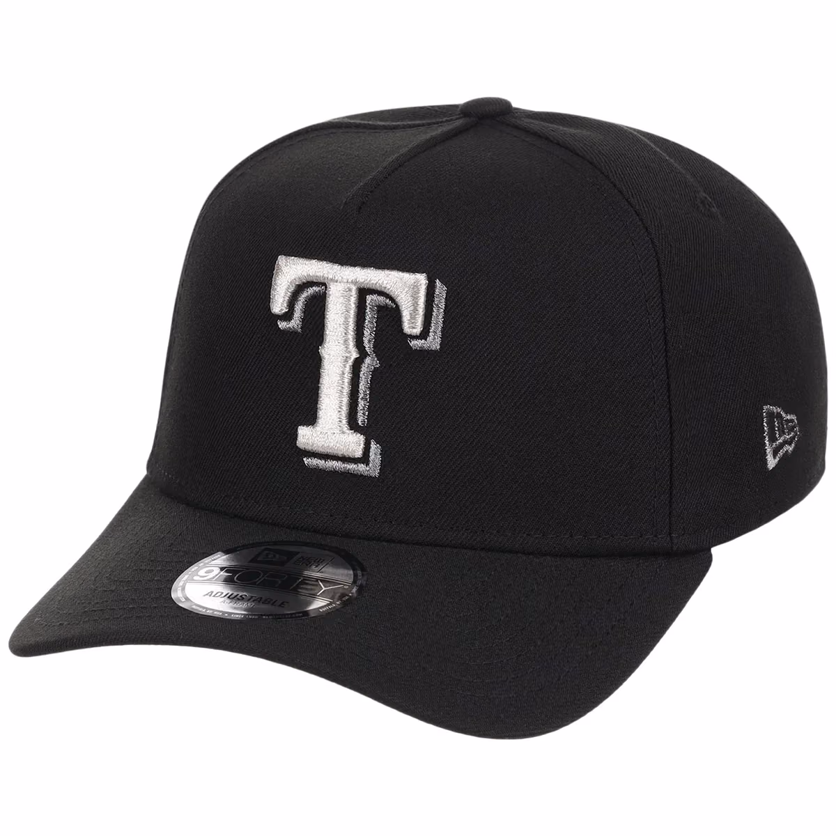 Texas Rangers MLB Liquid Titanium New Era 9FORTY A-Frame detail view