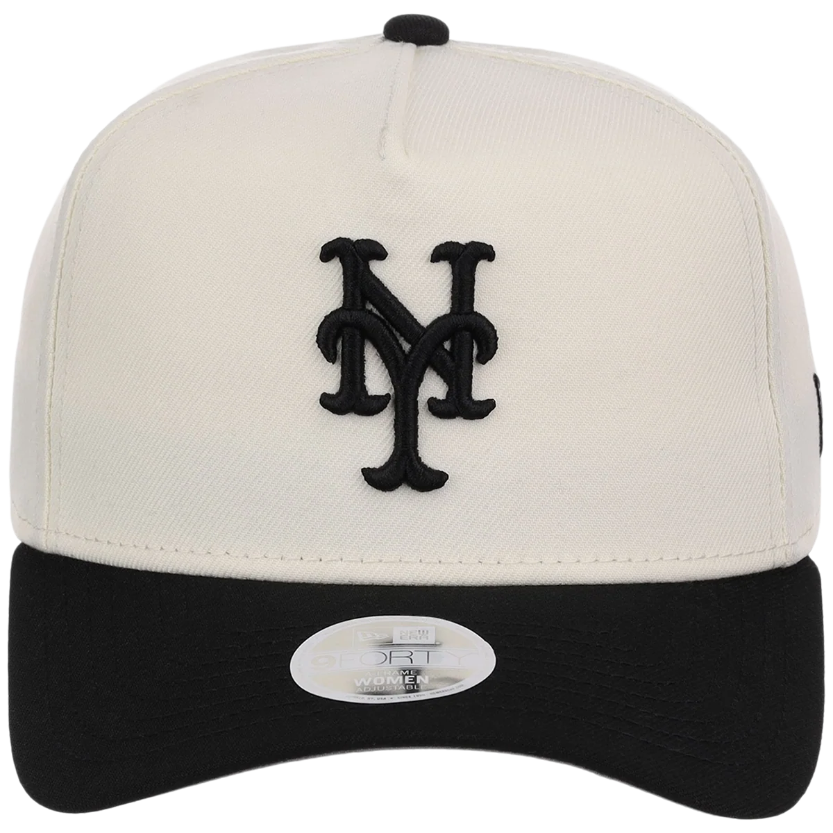 New York Mets Women's New Era 9FORTY Chrome x Black A-Frame detail view