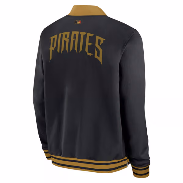 Pittsburgh Pirates City Connect 2026 MLB Authentic Dugout Bomber Jacket Black view 3