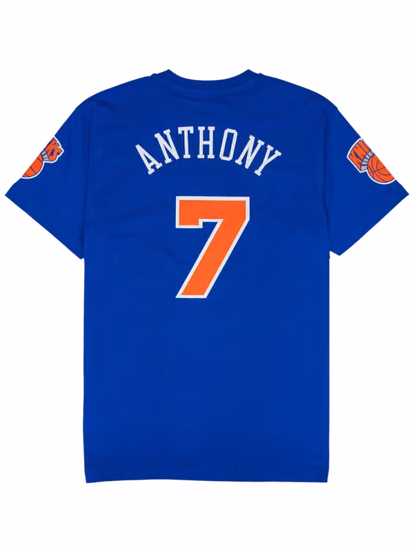 Carmelo Anthony #7 New York Knicks Wordmark NBA T-Shirt Blue view 1
