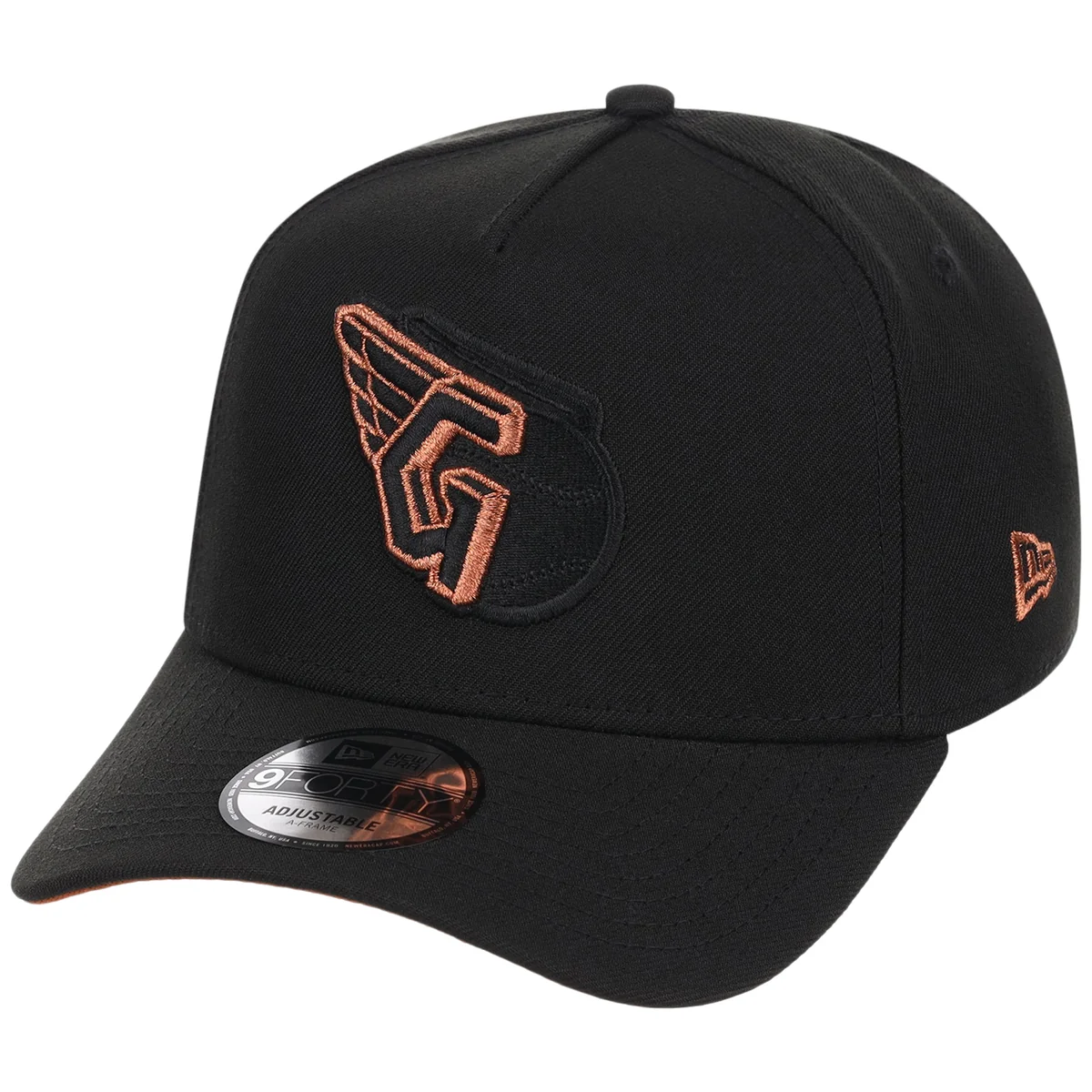 Cleveland Guardians MLB Black x Rust FASHION CORE New Era 9FORTY A-Frame detail view