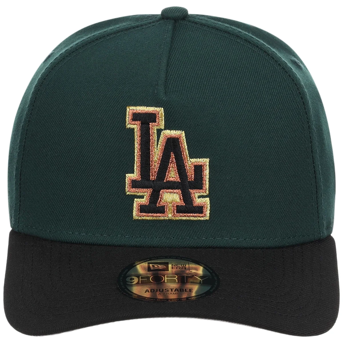 Los Angeles Dodgers MLB Dark Green x Black FASHION CORE New Era 9FORTY A-Frame detail view