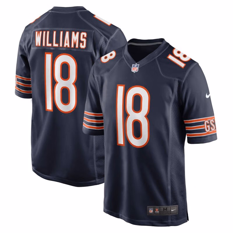 Caleb Williams #18 Chicago Bears Game NFL Jersey Navy view 1