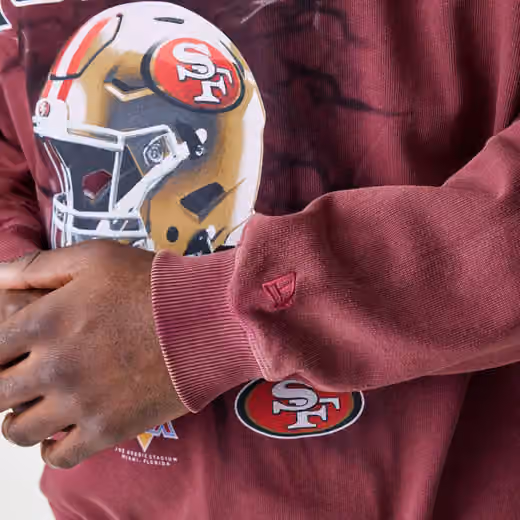 San Francisco 49ers Washed Oversized NFL Crew Neck Sweater Red view 3