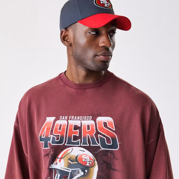 San Francisco 49ers Washed Oversized NFL Crew Neck Sweater Red view 5