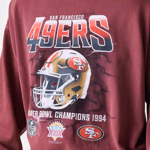 San Francisco 49ers Washed Oversized NFL Crew Neck Sweater Red view 4