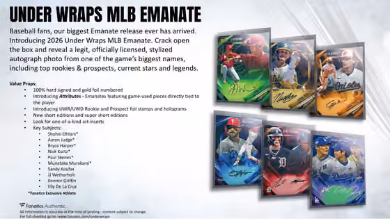 2026 Fanatics Under Wraps MLB Autographed Emanante 8x10 Photo Box view 3