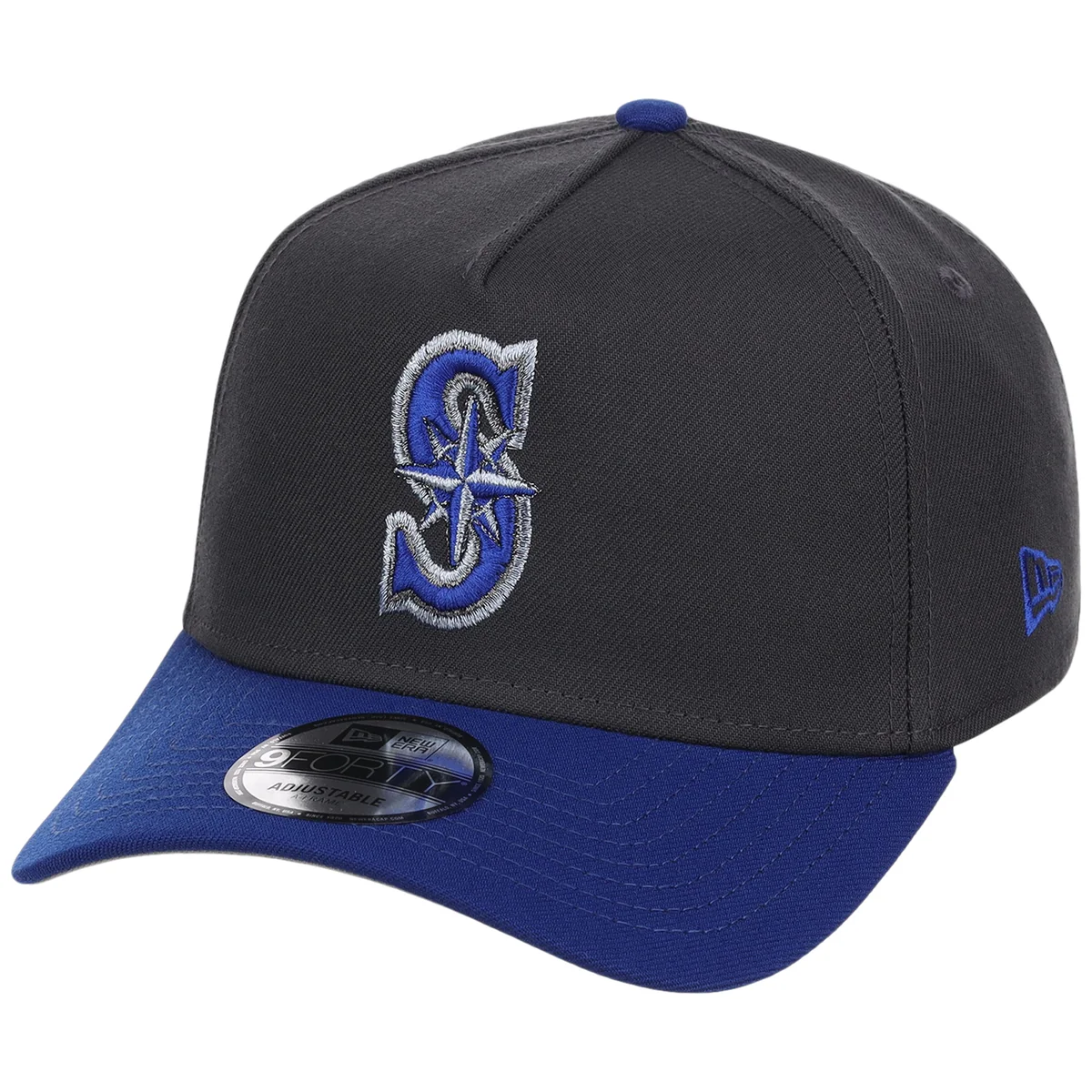 Seattle Mariners MLB Graphite x Royal FASHION CORE New Era 9FORTY A-Frame detail view