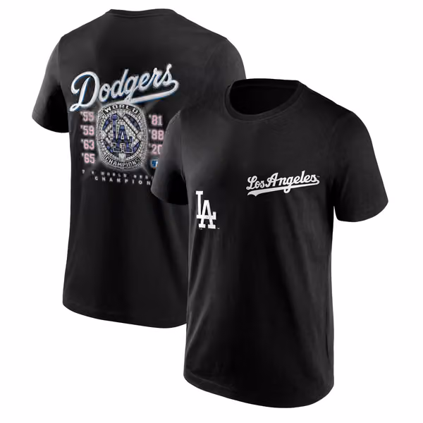 Los Angeles Dodgers Championship Ring MLB T-Shirt Black view 1