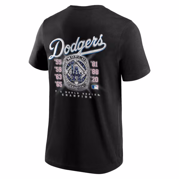 Los Angeles Dodgers Championship Ring MLB T-Shirt Black view 3