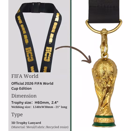 FIFA World Cup 2026 Official World Cup Trophy Lanyard view 3
