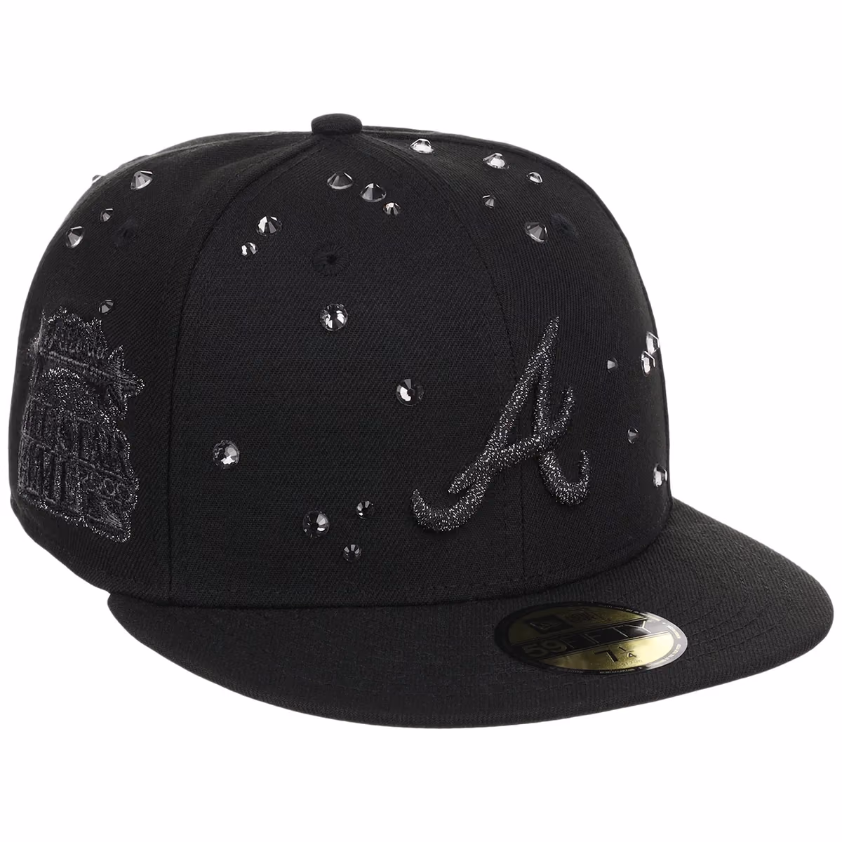 Atlanta Braves Quavo Georgia Pack Collection - New Era 59FIFTY "Iced Out" (Black/Black) front view