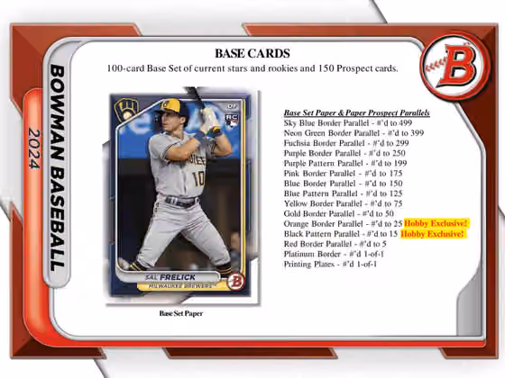 2024 Bowman Baseball MLB Hobby Box view 3