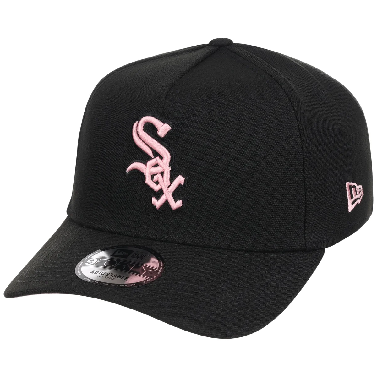 Chicago White Sox MLB Black x Pink FASHION CORE New Era 9FORTY A-Frame detail view