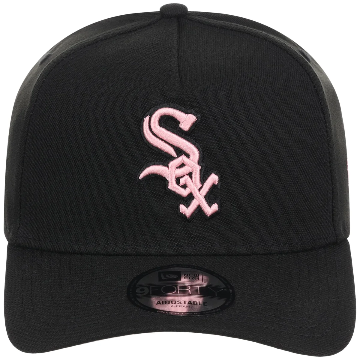 Chicago White Sox MLB Black x Pink FASHION CORE New Era 9FORTY A-Frame detail view