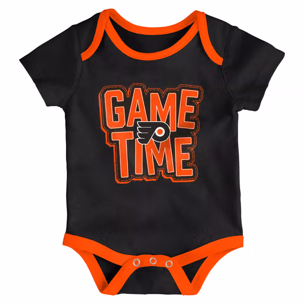 Philadelphia Flyers Game Time NHL Baby Bodysuit Set (3-Piece) view 3