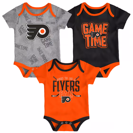 Philadelphia Flyers Game Time NHL Baby Bodysuit Set (3-Piece) view 1