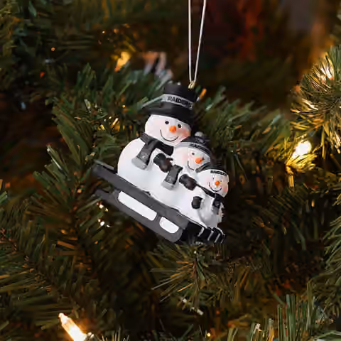 Las Vegas Raiders NFL Sledding Snowmen Christmas Ornament view 4