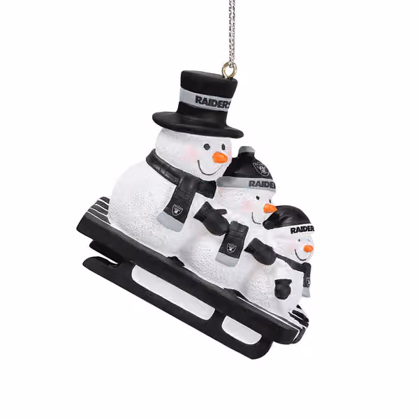 Las Vegas Raiders NFL Sledding Snowmen Christmas Ornament view 2