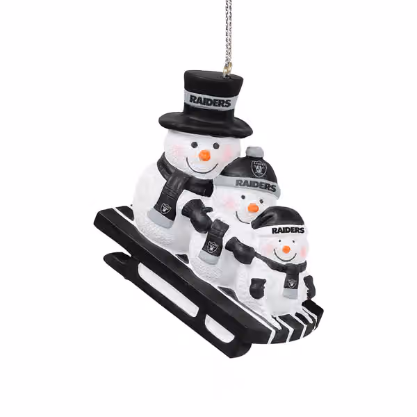 Las Vegas Raiders NFL Sledding Snowmen Christmas Ornament view 1