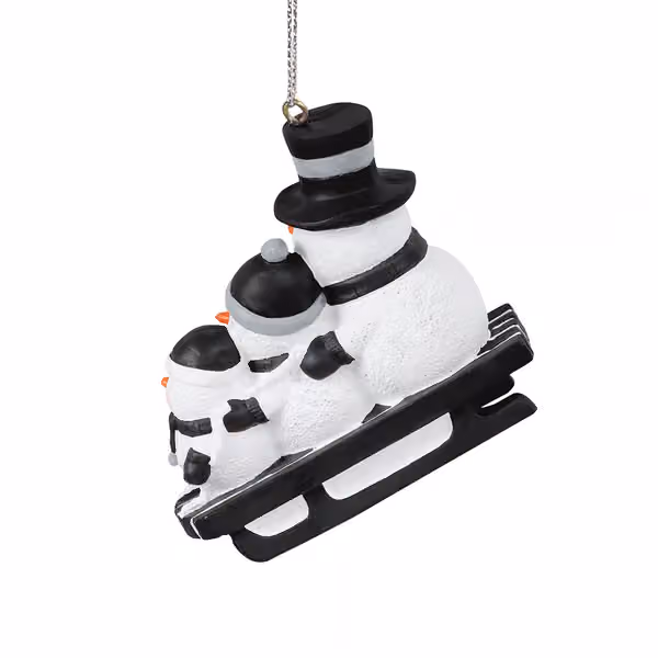 Las Vegas Raiders NFL Sledding Snowmen Christmas Ornament view 3