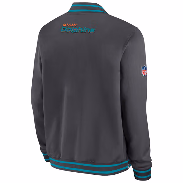 Miami Dolphins NFL Sideline Nike Coach Bomber Jacket view 3