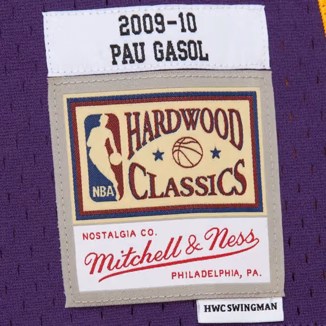 Pau Gasol #16 Los Angeles Lakers 2009-10 Mitchell & Ness Swingman NBA Jersey Purple view 3