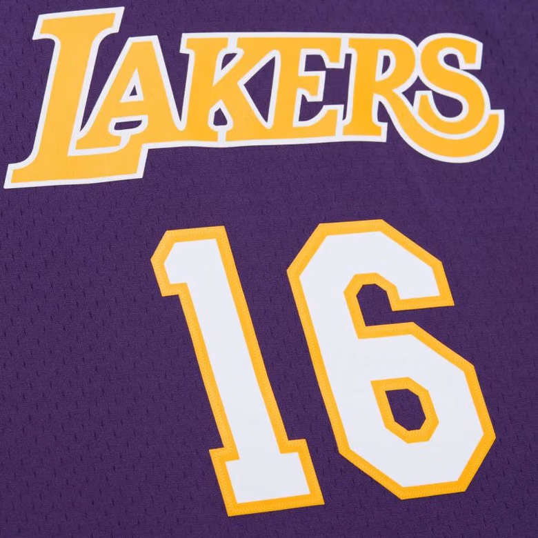 Pau Gasol #16 Los Angeles Lakers 2009-10 Mitchell & Ness Swingman NBA Jersey Purple view 4