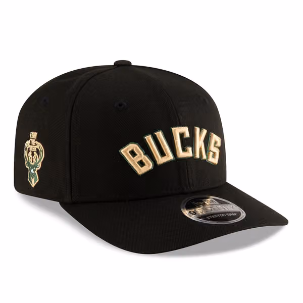 Milwaukee Bucks 2025-26 NBA Statement Stretch-Snap 9SEVENTY Cap Black product photo