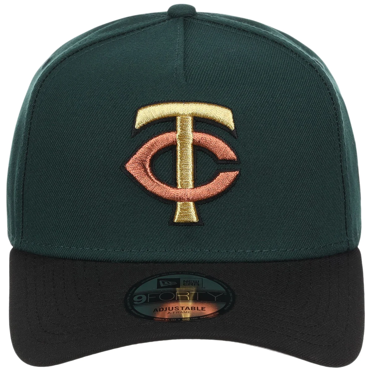 Minnesota Twins MLB Dark Green x Black FASHION CORE New Era 9FORTY A-Frame detail view
