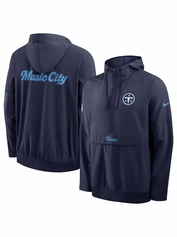 Tennessee Titans 2026 NFL Rivalries Sideline Half-Zip Anorak Jacket Navy view 1