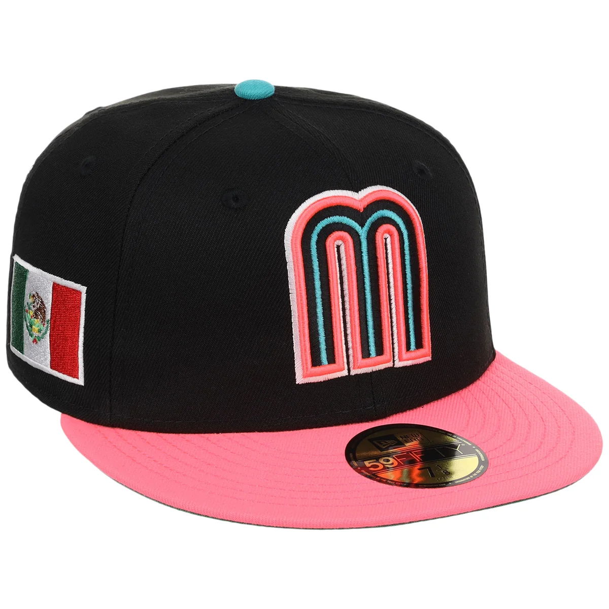 Mexico MLB United by Baseball New Era 59FIFTY (Black/Pink) front view
