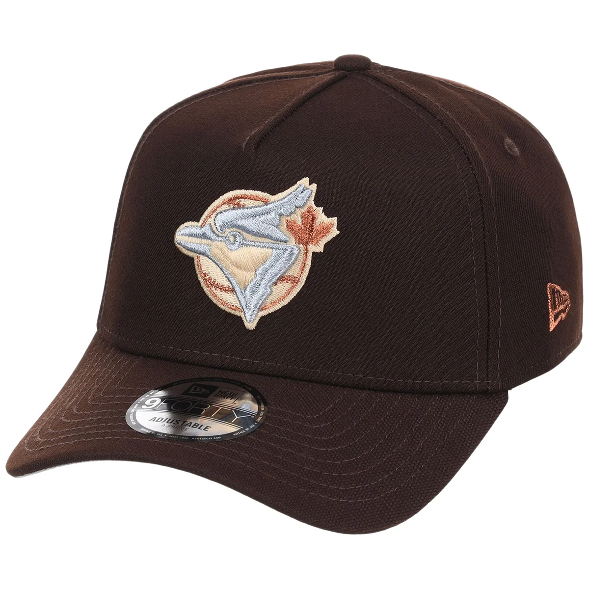 Toronto Blue Jays MLB Frosted Bark New Era 9FORTY A-Frame detail view