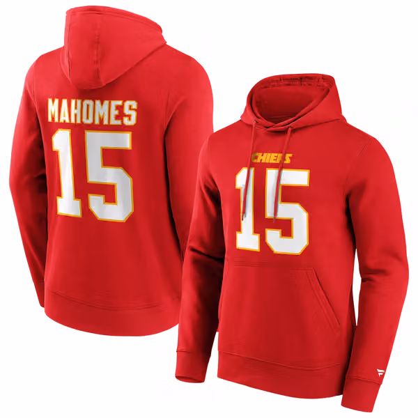 Patrick Mahomes #15 Kansas City Chiefs Player NFL Hoodie Red view 1