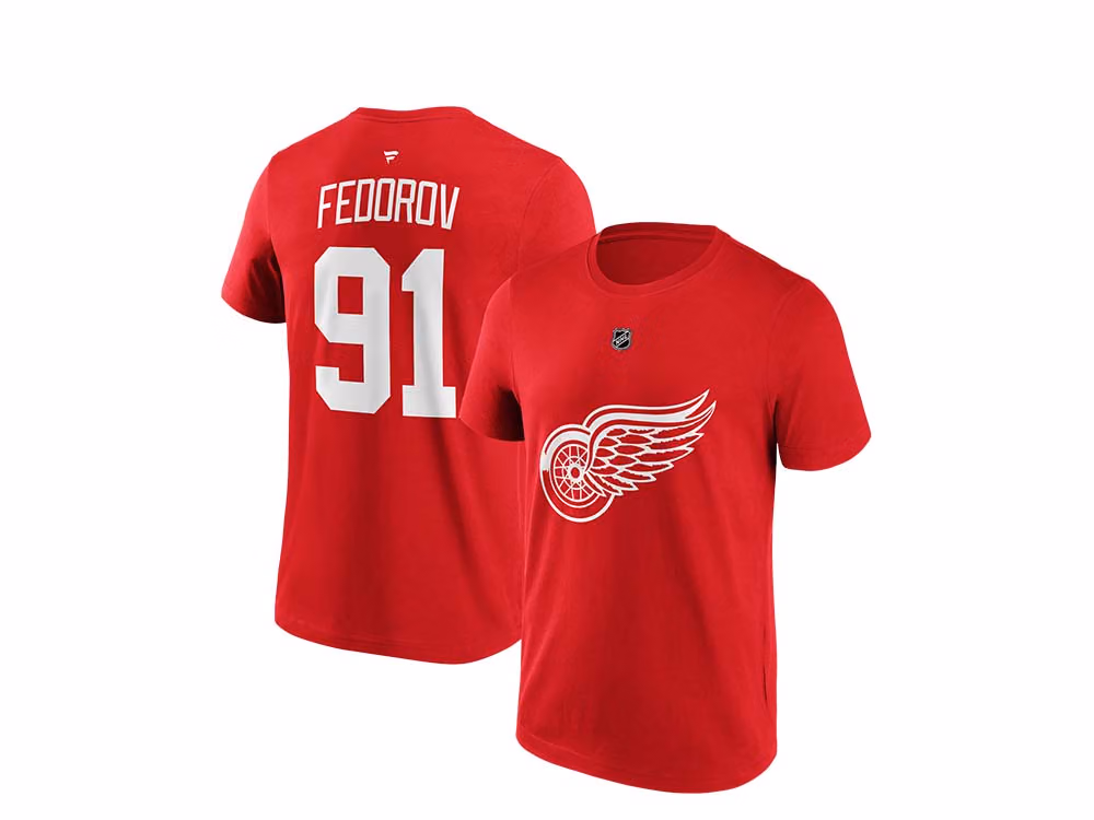 Fanatics Detroit Red Wings Sergei Fedorov Name & Number T-Shirt front