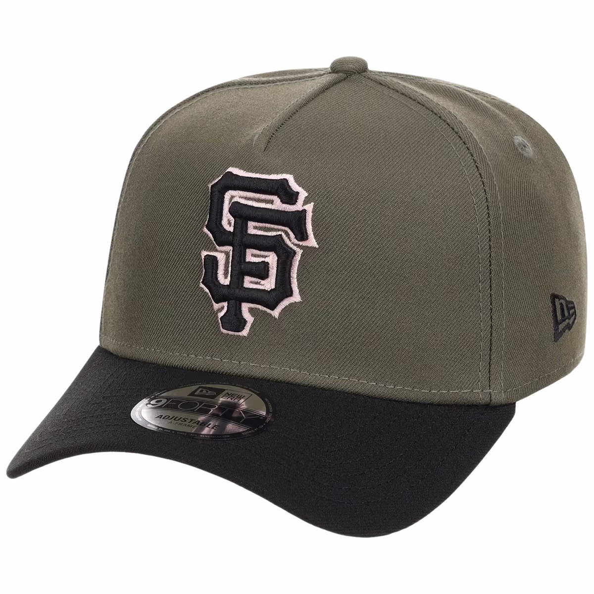 San Francisco Giants MLB Olive x Black & Pink FASHION CORE New Era 9FORTY A-Frame detail view