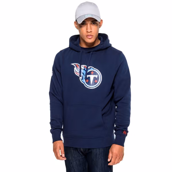Tennessee Titans Logo Hooded New Era NFL Sweatshirt Navy view 1
