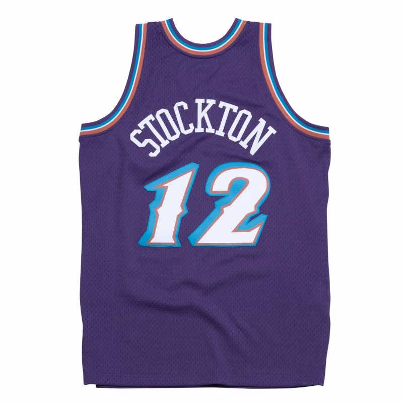 John Stockton #12 Utah Jazz 1996-97 Mitchell & Ness Swingman NBA Jersey Purple view 2