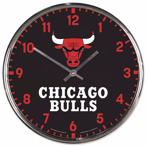Chicago Bulls Chrome NBA Team Design Wall Clock view 1