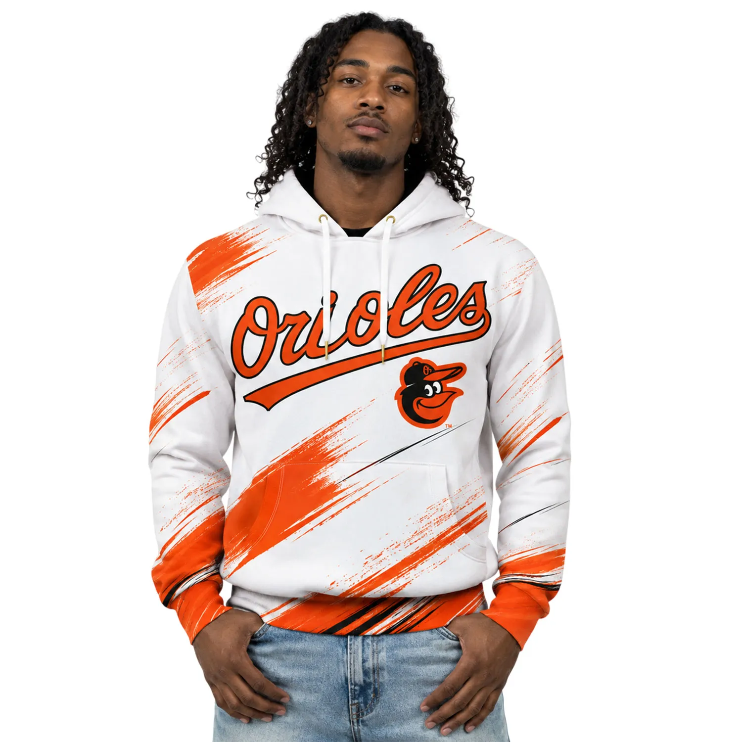 Baltimore Orioles White Hoodie Bold Custom Name and Number