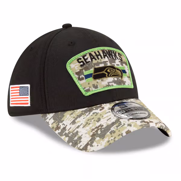 Seattle Seahawks 2021 NFL On-Field Salute to Service New Era 39THIRTY Flex Fit Cap product photo