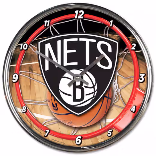 Brooklyn Nets WinCraft Chrome NBA Wall Clock view 1