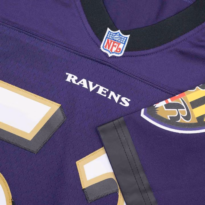 Ray Lewis #52 Baltimore Ravens Mitchell & Ness Throwback NFL Jersey Purple view 4