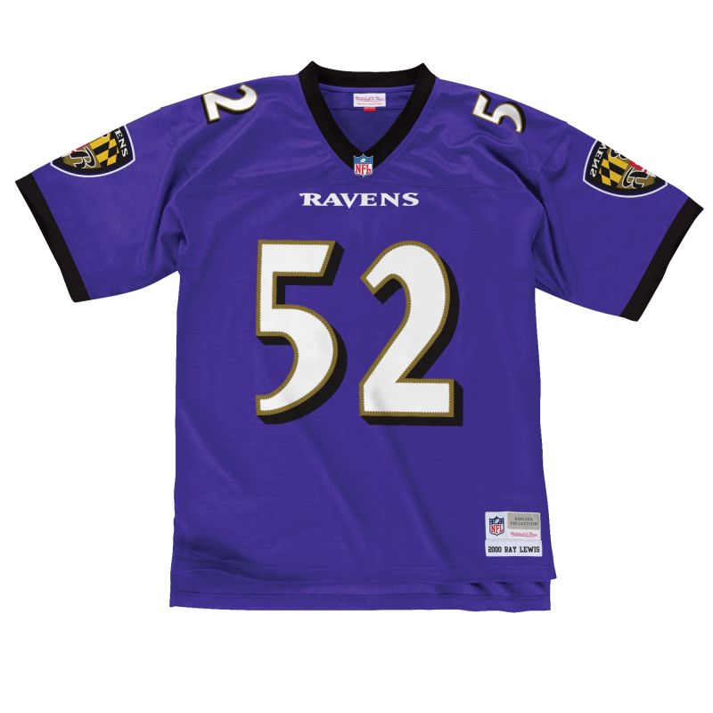 Ray Lewis #52 Baltimore Ravens Mitchell & Ness Throwback NFL Jersey Purple view 2