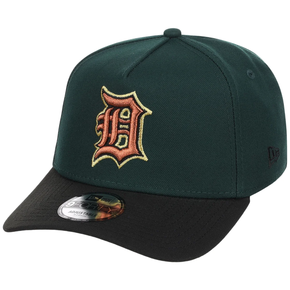 Detroit Tigers MLB Dark Green x Black FASHION CORE New Era 9FORTY A-Frame detail view