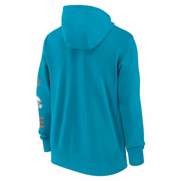 Miami Dolphins Full-Zip Nike Club Fleece Hoodie Aqua view 3