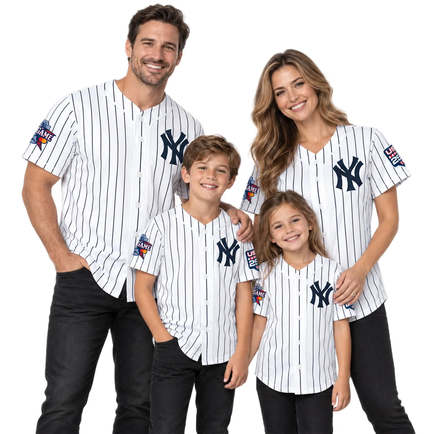 New York Yankees White USA 250 Jersey Custom Player Dynamic Stripes Style