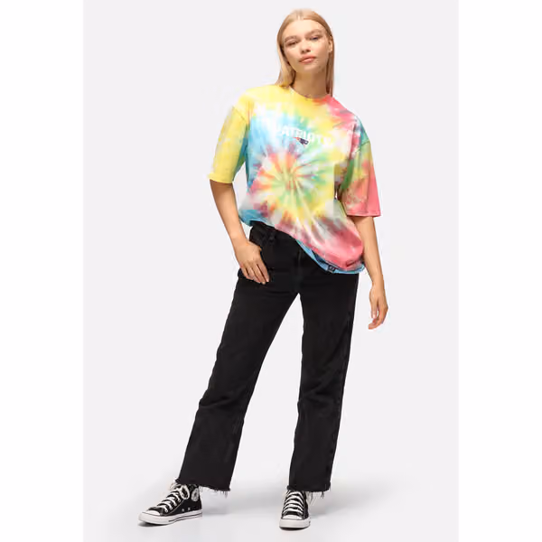 New England Patriots Rainbow Tie-Dye Recovered Relaxed NFL T-Shirt view 5