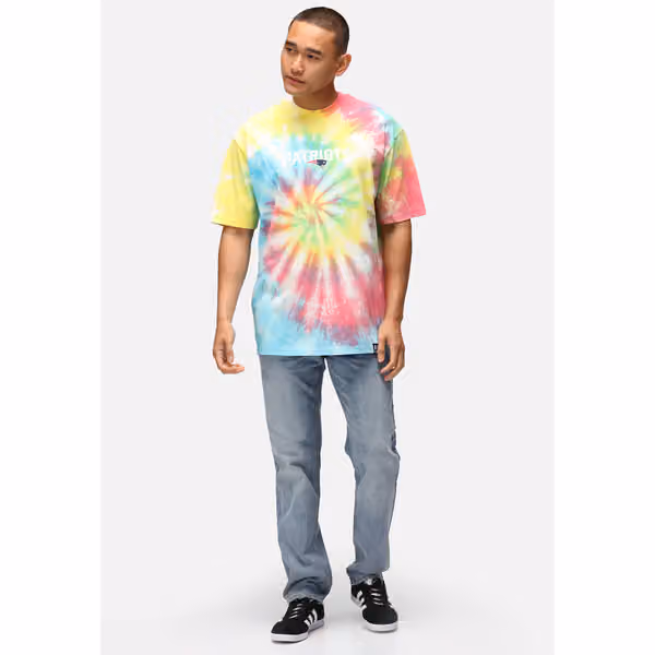 New England Patriots Rainbow Tie-Dye Recovered Relaxed NFL T-Shirt view 6